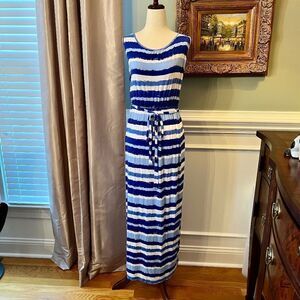 EUC Women's Vineyard Vines Striped Stretch Jersey Maxi Tank Dress Size SMALL